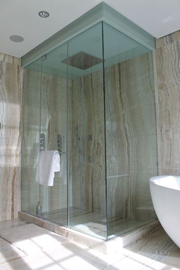 12mm Frameless Shower Door with Painted Glass Ceiling