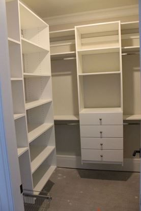 Wood Closet Organizers with Drawers & Shelves, White Color