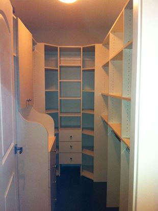 Wood Closet Organizers with Shelves & Drawers